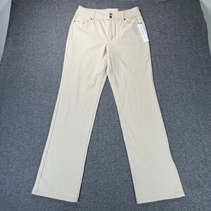 Coldwater Creek Knit Denim Straight Leg Pants Women's Size 10 Beige NWT
